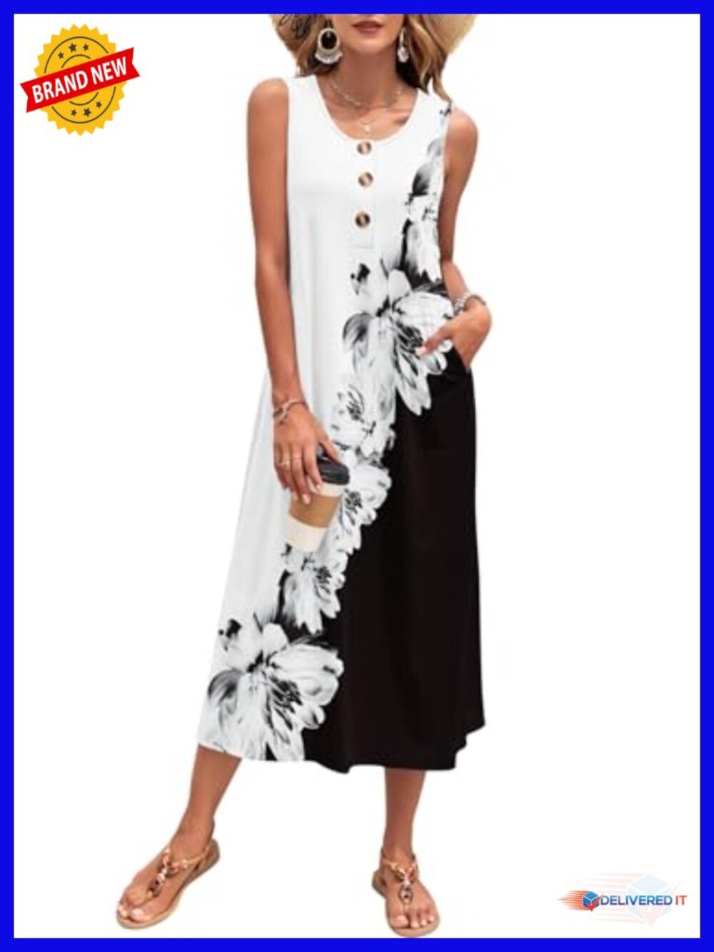 Sleeveless Maxi Sundress Loose Fit Beach Vacation Summer Dress